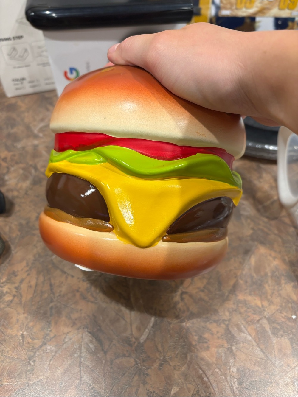 Kids Burger Plush Coin Bank in Brown and Yellow